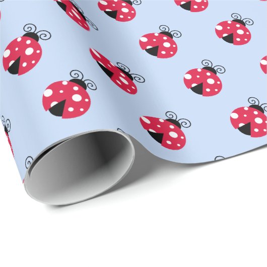 Niedliche Lady Bug Geschenkpapier Periwinkle (Rolleneckpunkt)