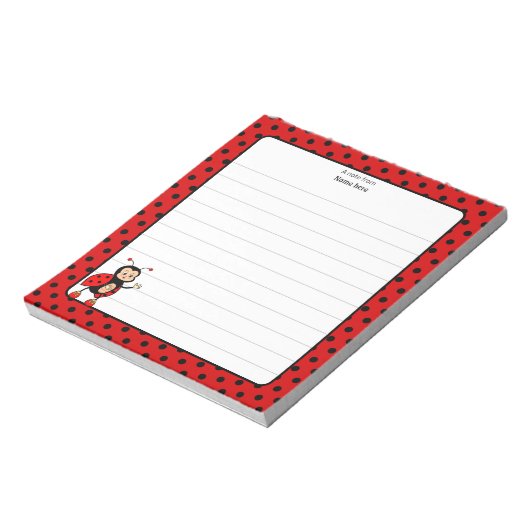 Niedliche Lady Bug Lined Notizblock (Rotiert)