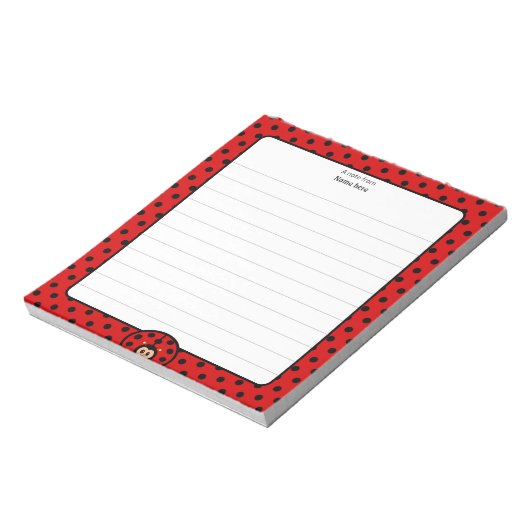Niedliche Lady Bug Lined Notizblock (Rotiert)