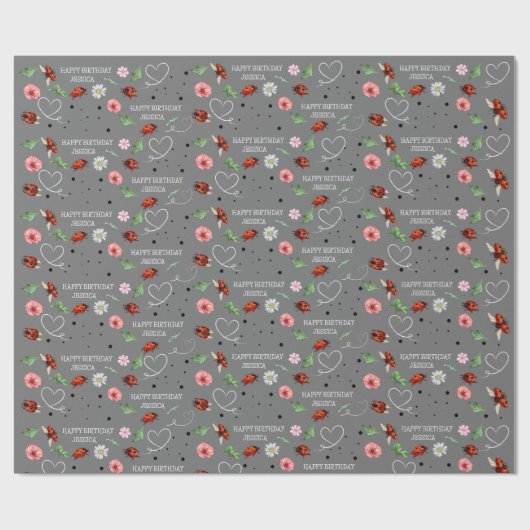 Niedliche Lady Bugs Geschenkpapier (Flach)