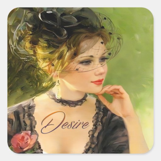 Niedliche Lady Square Stickers (Vorderseite)