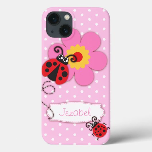 Niedliche Ladybuen-Mädchen benennen Rosa Case-Mate iPhone Hülle (Rückseite)