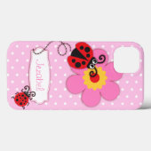 Niedliche Ladybuen-Mädchen benennen Rosa Case-Mate iPhone Hülle (Rückseite (Horizontal))