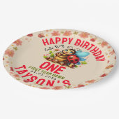 Niedliche Ladybug 1. Geburtstag | Bug Theme Party Pappteller (Schrägansicht)