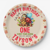 Niedliche Ladybug 1. Geburtstag | Bug Theme Party Pappteller (Vorderseite)