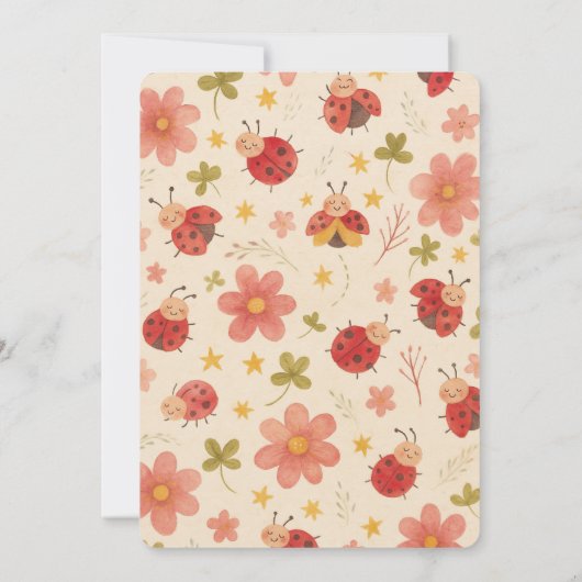 Niedliche Ladybug 1. Geburtstag Party Einladung (Rückseite)