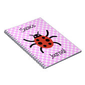 Niedliche Ladybug Art on Pink Personal Name Journa Notizblock (Rechte Seite)