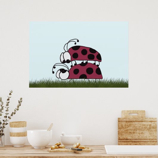 Niedliche Ladybug Art tiled You are my rock Poster (Küche)