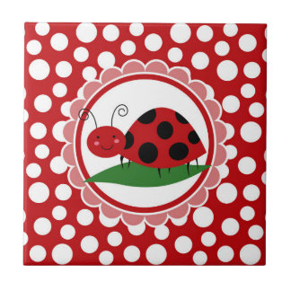 Niedliche Ladybug auf einer Leaf - Girls rot Schwa Fliese