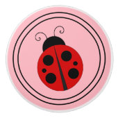 Niedliche Ladybug auf rosa Keramikknauf (Vorderseite)
