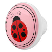 Niedliche Ladybug auf rosa Keramikknauf (Rechts)