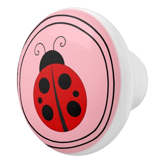 Niedliche Ladybug auf rosa Keramikknauf (Rechts)