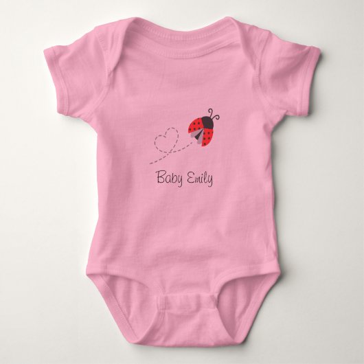 Niedliche Ladybug Baby Girl Personalisiert Baby Strampler (Vorderseite)