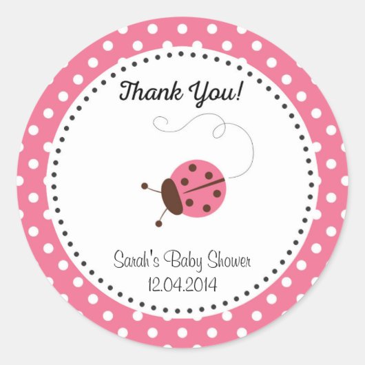 Niedliche Ladybug Babydusche Aufkleber Pink (Vorderseite)