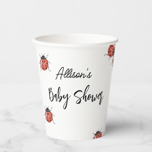 Niedliche Ladybug Babydusche Pappbecher (Vorderseite)