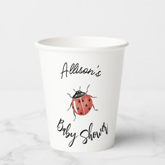 Niedliche Ladybug Babydusche Pappbecher (Vorderseite)