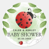 Niedliche Ladybug Babydusche Runder Aufkleber (Vorderseite)