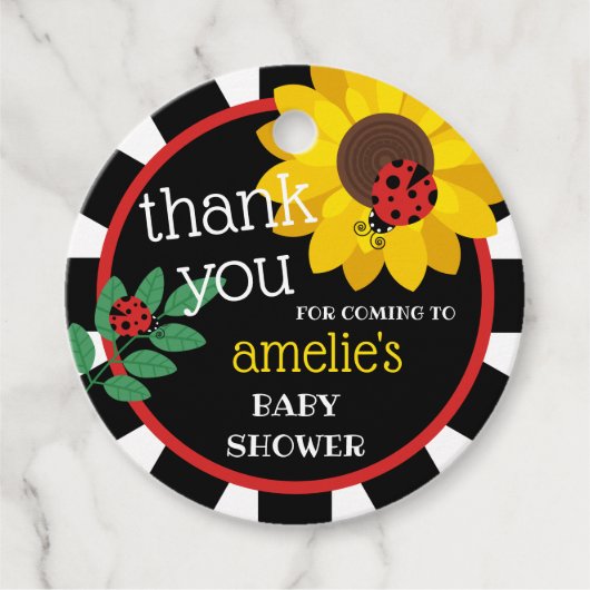 Niedliche Ladybug Babydusche Vielen Dank Geschenkanhänger (Vorderseite)