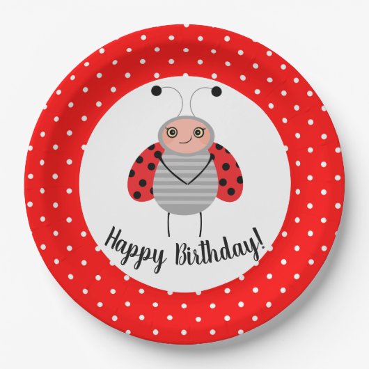 Niedliche Ladybug Birthday Party Teller (Vorderseite)