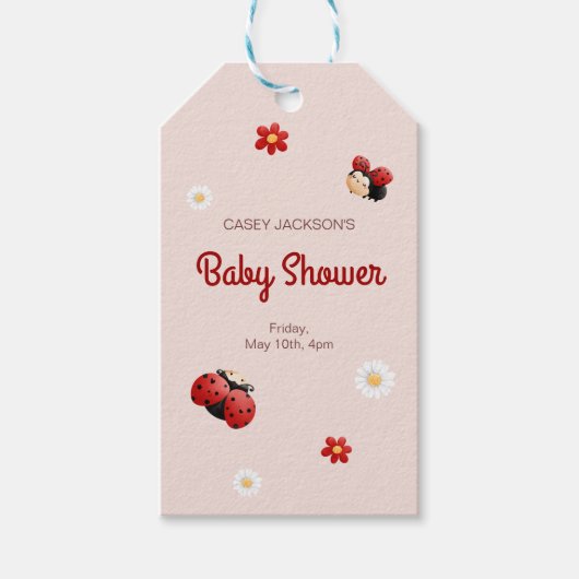 Niedliche Ladybug Blume Kinderdusche Geschenkanhänger (Vorderseite)