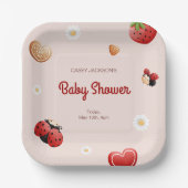 Niedliche Ladybug Blume Kinderdusche Pappteller (Vorderseite)