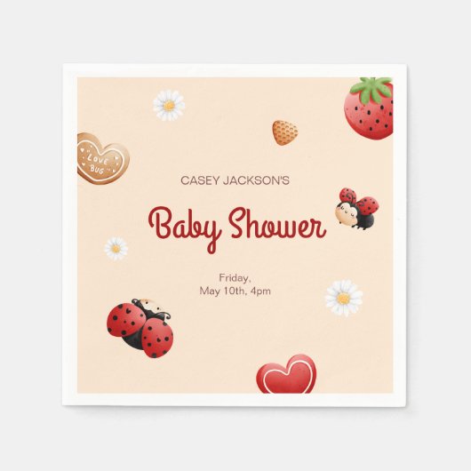 Niedliche Ladybug Blume Kinderdusche Serviette (Vorderseite)