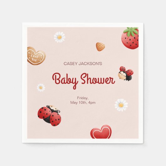 Niedliche Ladybug Blume Kinderdusche Serviette (Vorderseite)