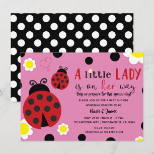 Niedliche Ladybug Blume Pink Girls Babydusche Einl Einladung