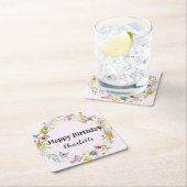 Niedliche Ladybug Butterfly Daisy floral Rustikale Rechteckiger Pappuntersetzer (Vor Ort)