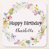 Niedliche Ladybug Butterfly Daisy floral Rustikale Rechteckiger Pappuntersetzer (Vorderseite)