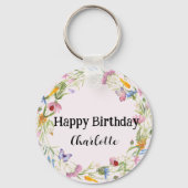 Niedliche Ladybug Butterfly Daisy floral Rustikale Schlüsselanhänger (Vorderseite)