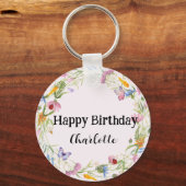 Niedliche Ladybug Butterfly Daisy floral Rustikale Schlüsselanhänger (Vorderseite)