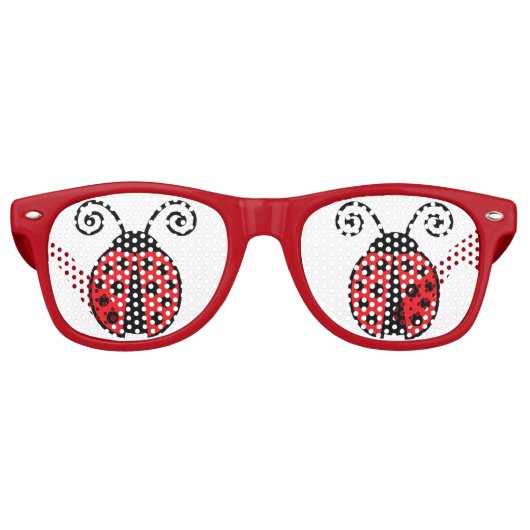 Niedliche Ladybug Cool Retro Red Partybrille (Vorderseite)