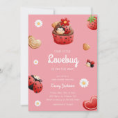 Niedliche Ladybug Cupcake Blume Kinderdusche Einladung (Vorderseite)