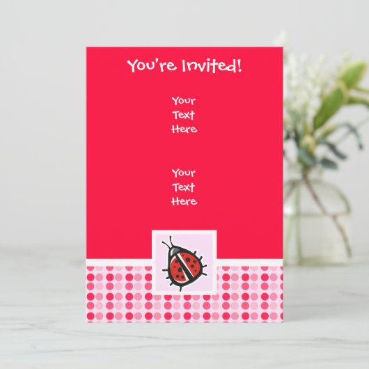 Niedliche Ladybug Einladung (Stehend Vorderseite)