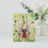 Niedliche Ladybug Fairy Fantasy Art Illustration Postkarte (Stehend Vorderseite)