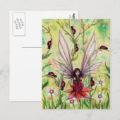 Niedliche Ladybug Fairy Fantasy Art Illustration Postkarte (Vorne/Hinten)