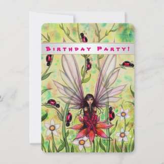 Niedliche Ladybug Fairy Fantasy Girls Einladung zu