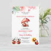 NIEDLICHE LADYBUG GEBURTSTAGSPARTEEINLADUNG EINLADUNG (Stehend Vorderseite)