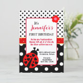 Niedliche Ladybug Geburtstagsparty Einladung (Stehend Vorderseite)