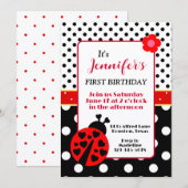 Niedliche Ladybug Geburtstagsparty Einladung (Vorne/Hinten)