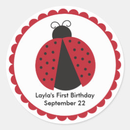 Niedliche Ladybug Geburtstagsparty Gunst Runder Aufkleber