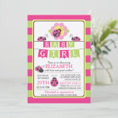 Niedliche Ladybug Girls Kinderdusche Einladung (Stehend Vorderseite)
