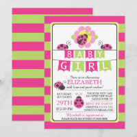 Niedliche Ladybug Girls Kinderdusche Einladung