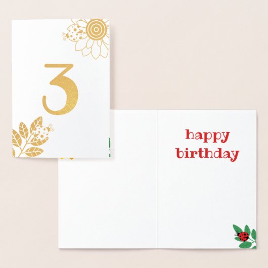 Niedliche Ladybug-Goldfohlen-Nummer Geburtstag Folienkarte (Anzeige)