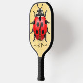 Niedliche Ladybug-Grafik mit Initialen Pickleball Schläger (Links)