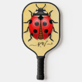 Niedliche Ladybug-Grafik mit Initialen Pickleball Schläger (Rückseite)