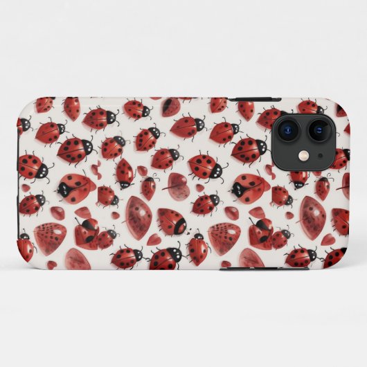 Niedliche Ladybug Hearts Lovebug Handgezeichnete I Case-Mate iPhone Hülle (Rückseite (Horizontal))