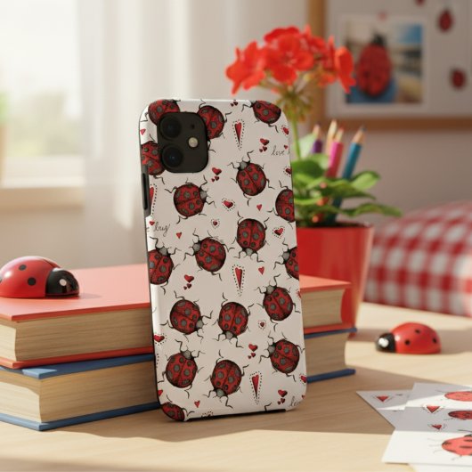 Niedliche Ladybug Hearts Lovebug Handgezeichnete I Case-Mate iPhone Hülle