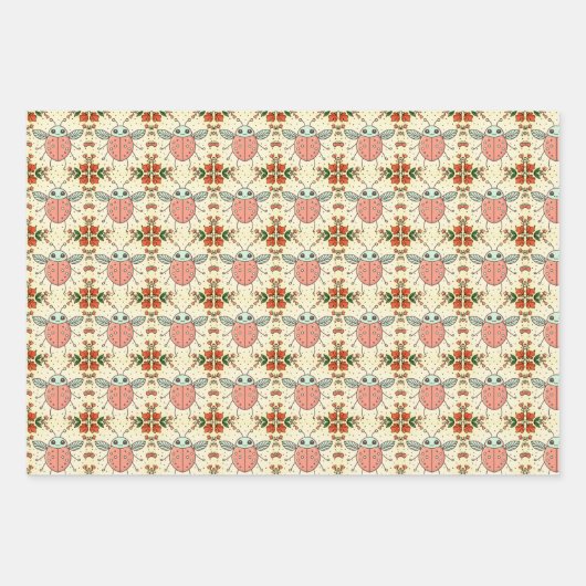 Niedliche Ladybug Hearts Lovebug Handgezeichnete I Geschenkpapier Set (Vorderseite)